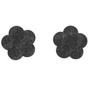 Flower Shaped Pasties Nipple Covers Self Adhesive 3 Pair Black